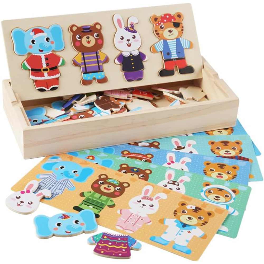 Sports Equipment Box - Wooden Jigsaw Bear Family Puzzle Box