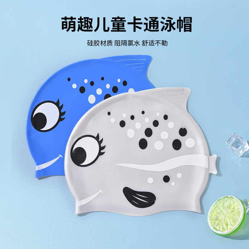 1PC Cute Cartoon Fish Print Si - Swim Cap Silicone 리뷰 및 가격