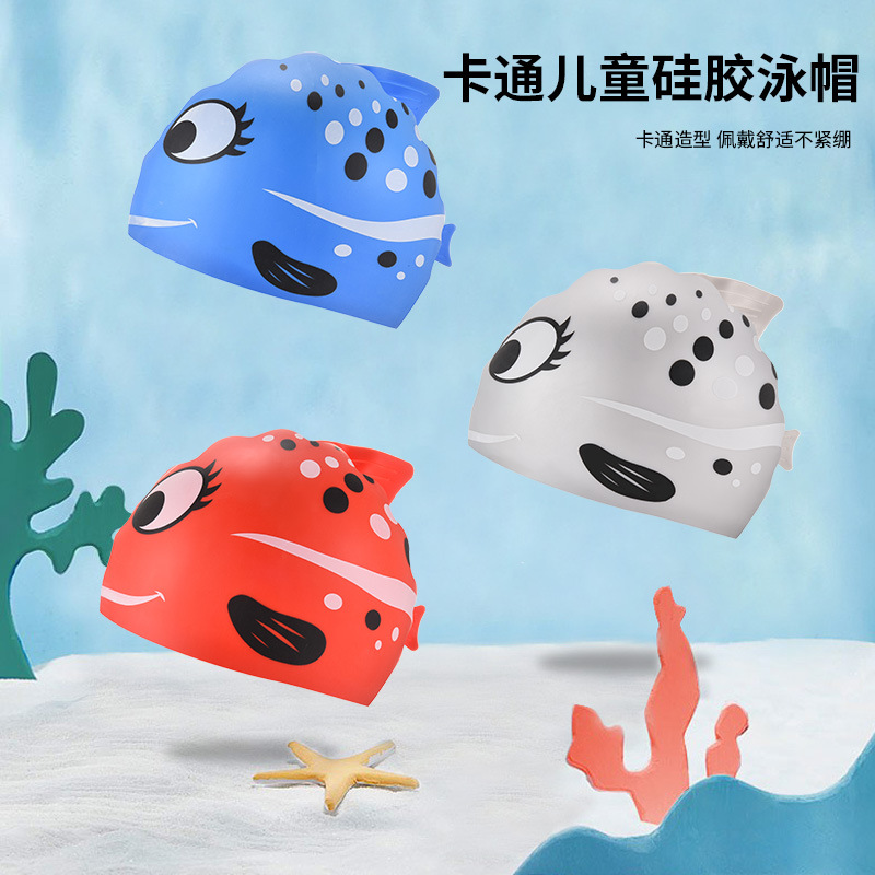 1PC Cute Cartoon Fish Print Si - Swim Cap Silicone 리뷰 및 가격